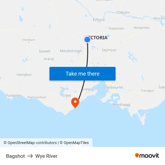 Bagshot to Wye River map