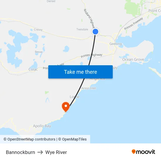Bannockburn to Wye River map