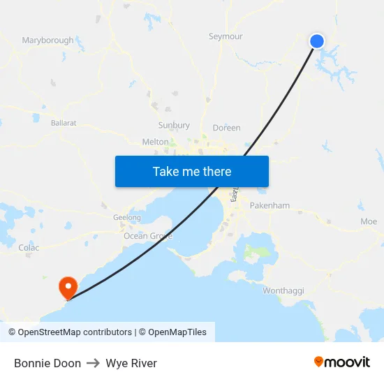 Bonnie Doon to Wye River map