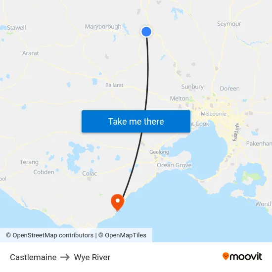 Castlemaine to Wye River map
