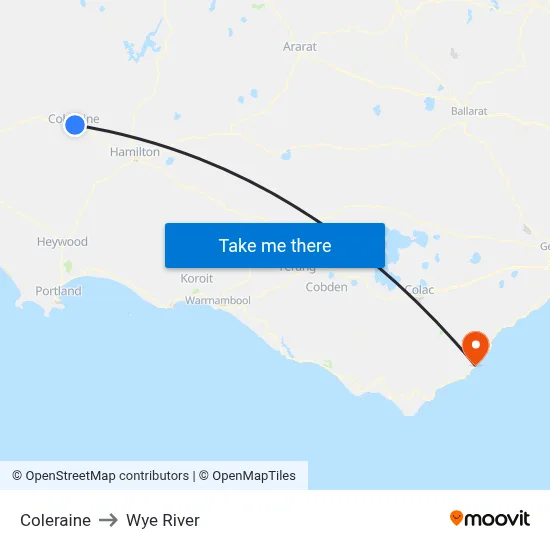 Coleraine to Wye River map