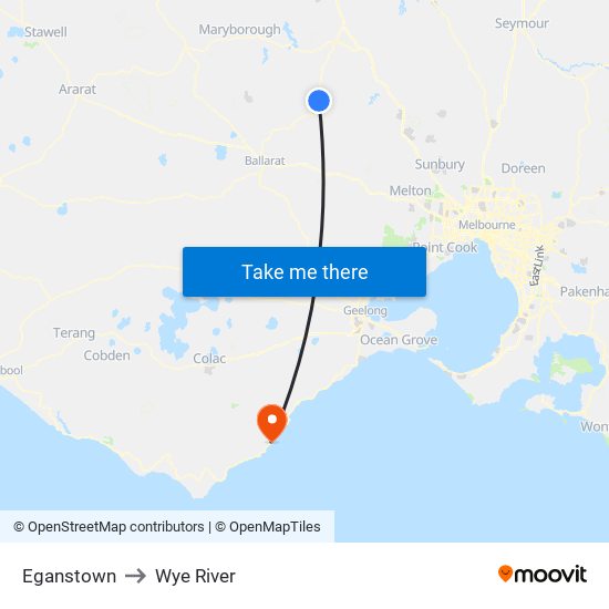 Eganstown to Wye River map