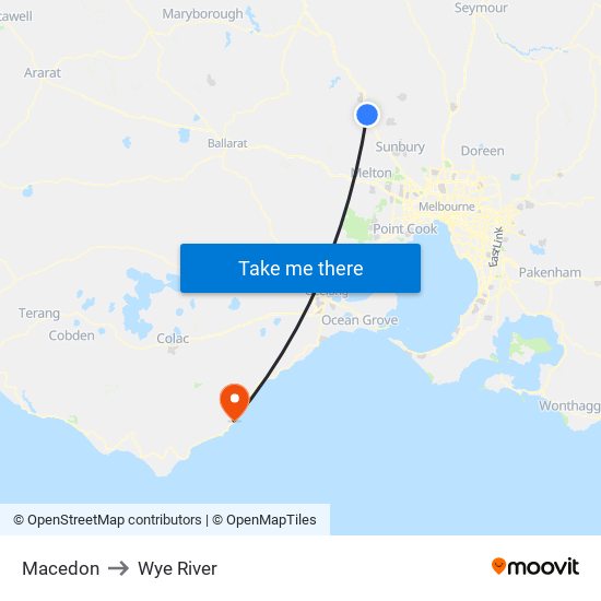 Macedon to Wye River map