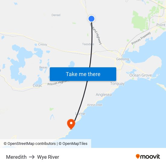 Meredith to Wye River map