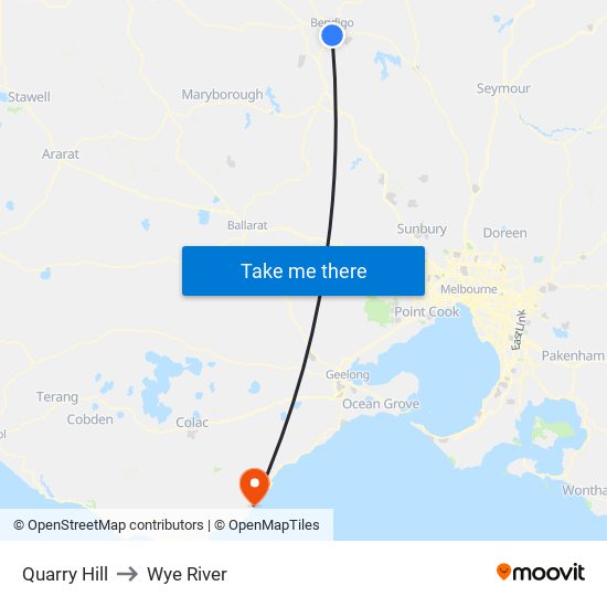 Quarry Hill to Wye River map