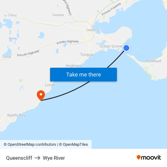 Queenscliff to Wye River map