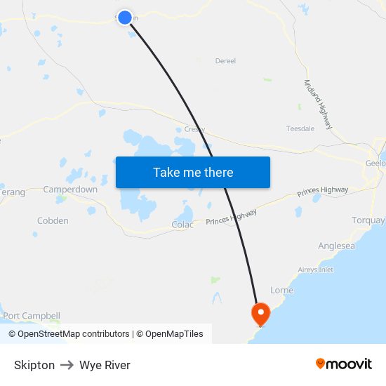 Skipton to Wye River map