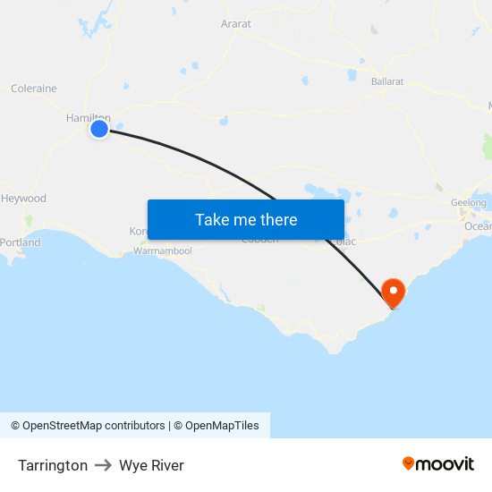 Tarrington to Wye River map