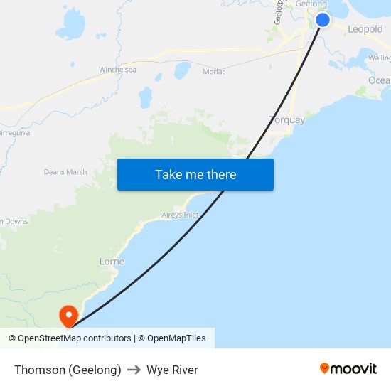 Thomson (Geelong) to Wye River map