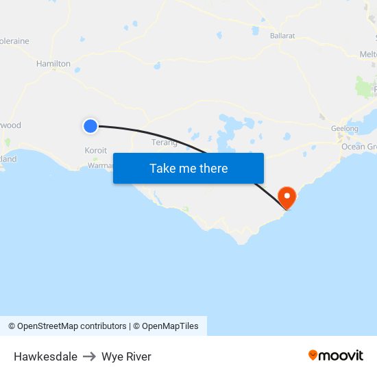 Hawkesdale to Wye River map