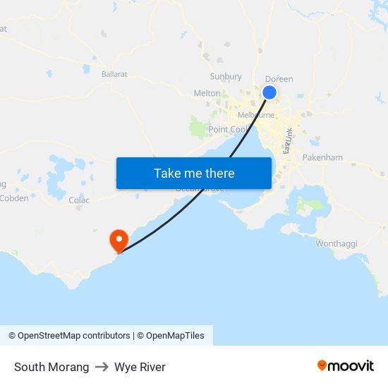 South Morang to Wye River map