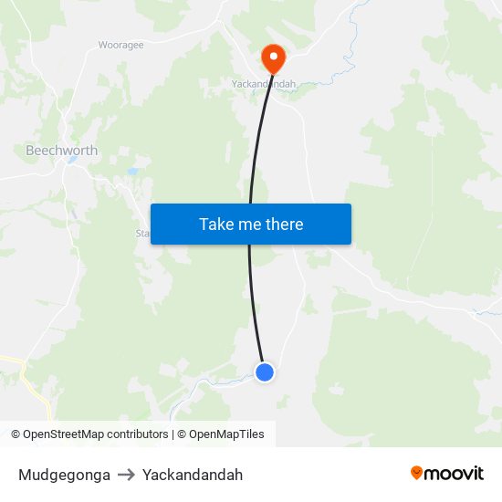 Mudgegonga to Yackandandah map