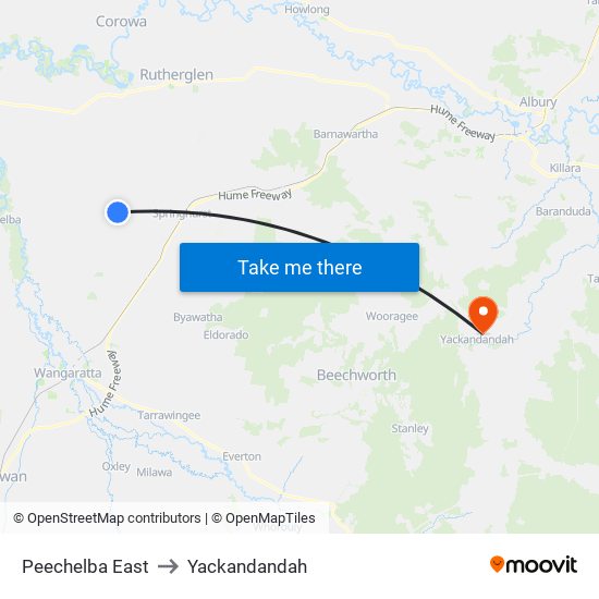 Peechelba East to Yackandandah map