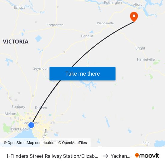 1-Flinders Street Railway Station/Elizabeth St (Melbourne City) to Yackandandah map