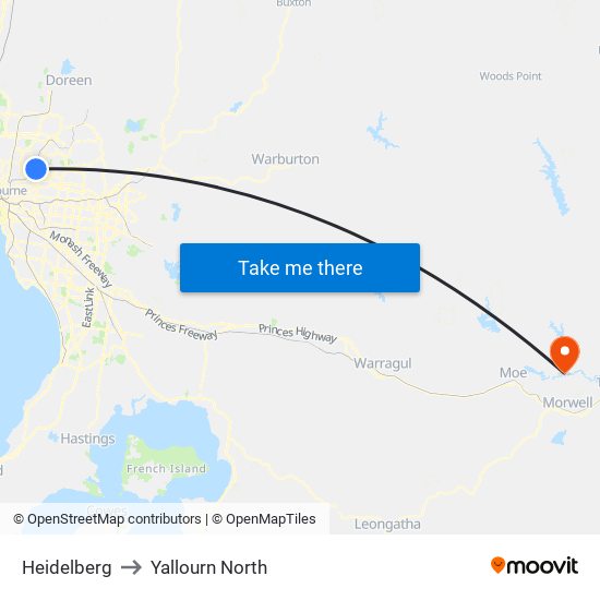 Heidelberg to Yallourn North map