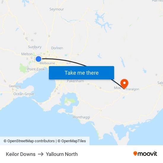 Keilor Downs to Yallourn North map