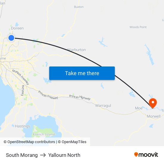 South Morang to Yallourn North map