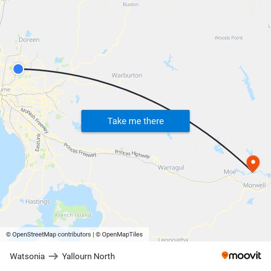 Watsonia to Yallourn North map