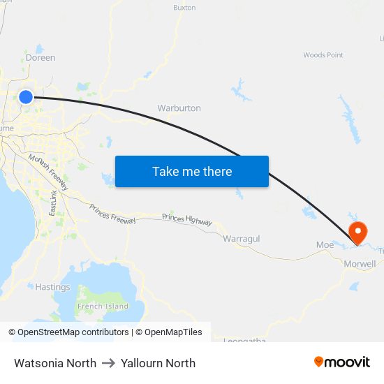 Watsonia North to Yallourn North map