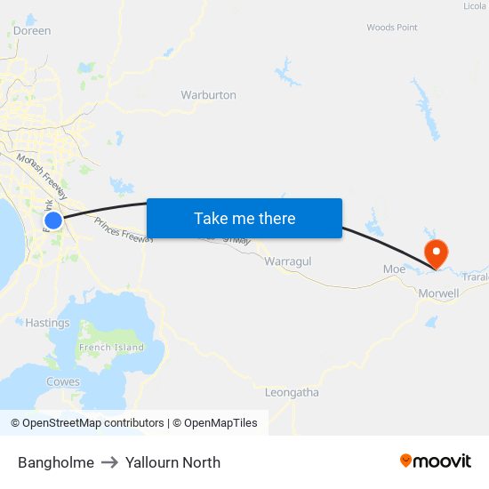 Bangholme to Yallourn North map