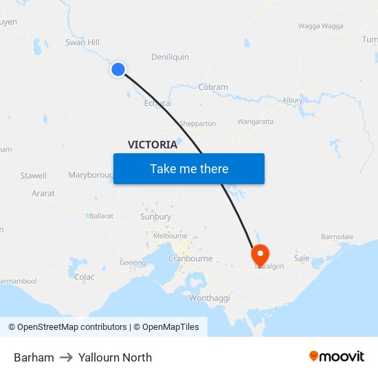 Barham to Yallourn North map