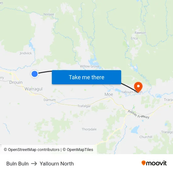 Buln Buln to Yallourn North map