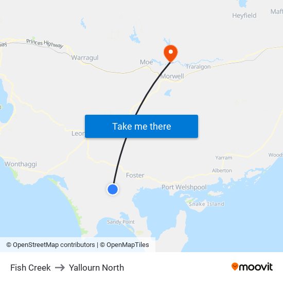 Fish Creek to Yallourn North map