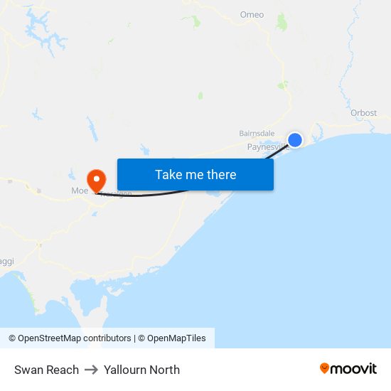 Swan Reach to Yallourn North map