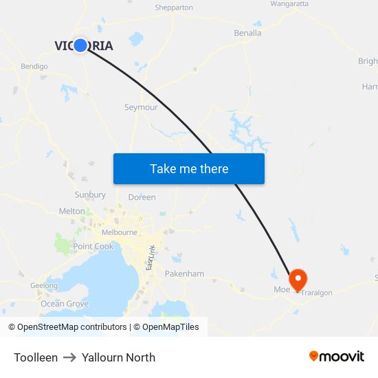 Toolleen to Yallourn North map