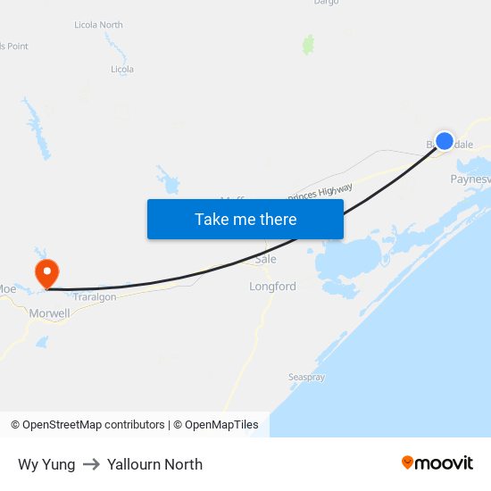 Wy Yung to Yallourn North map