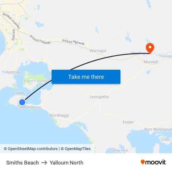 Smiths Beach to Yallourn North map