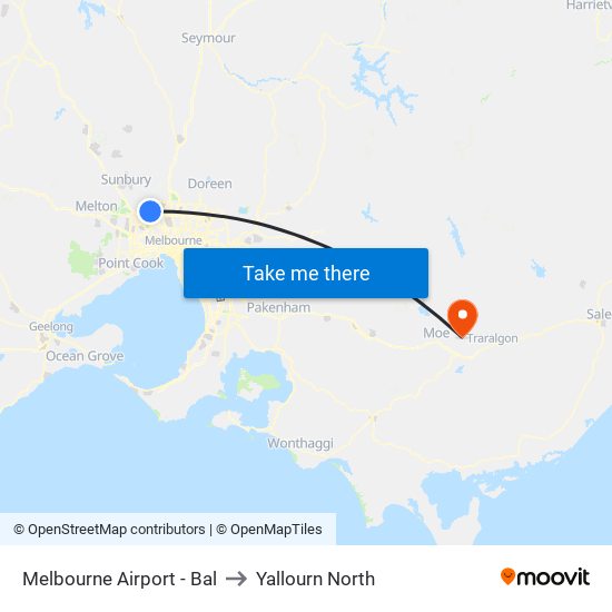 Melbourne Airport - Bal to Yallourn North map