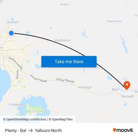 Plenty - Bal to Yallourn North map