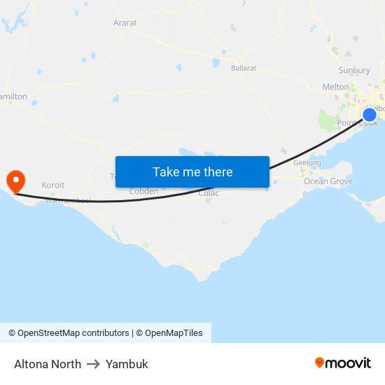 Altona North to Yambuk map