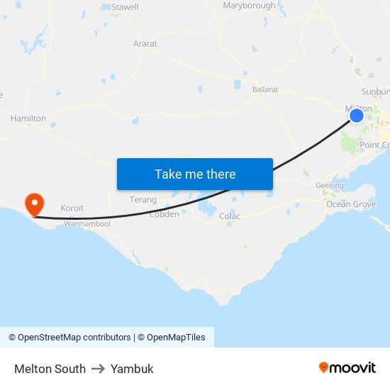 Melton South to Yambuk map