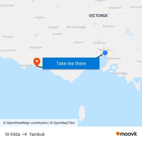 St Kilda to Yambuk map