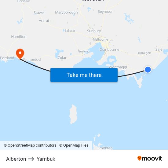 Alberton to Yambuk map