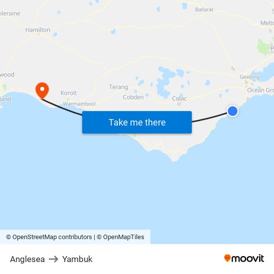 Anglesea to Yambuk map