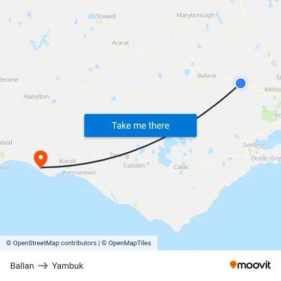 Ballan to Yambuk map