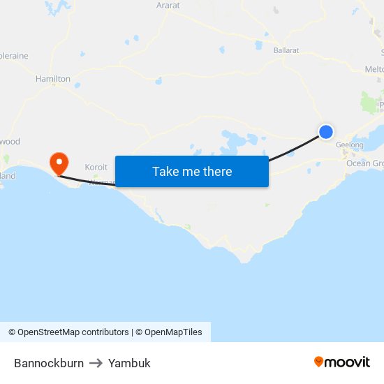 Bannockburn to Yambuk map