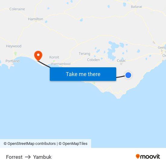 Forrest to Yambuk map