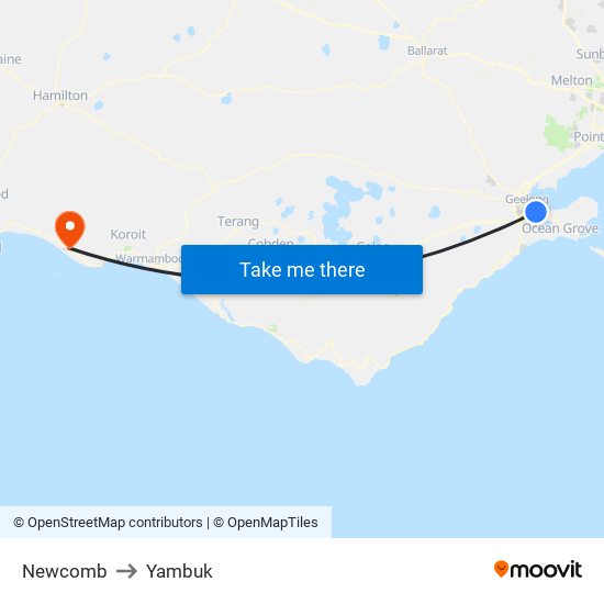 Newcomb to Yambuk map