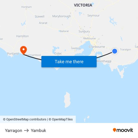 Yarragon to Yambuk map