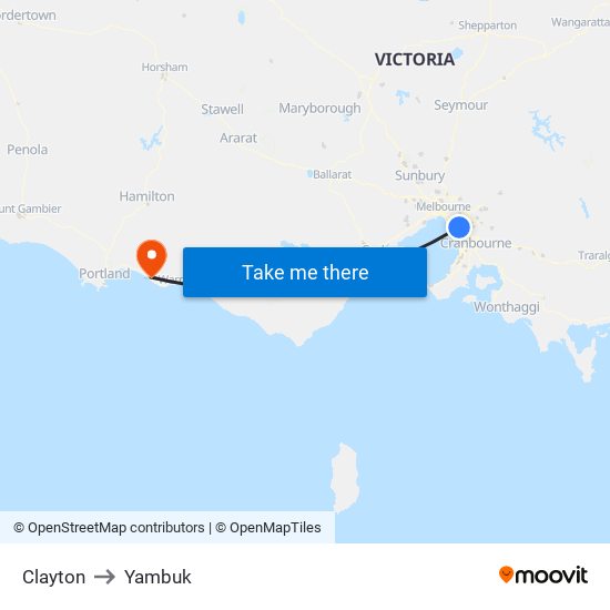 Clayton to Yambuk map