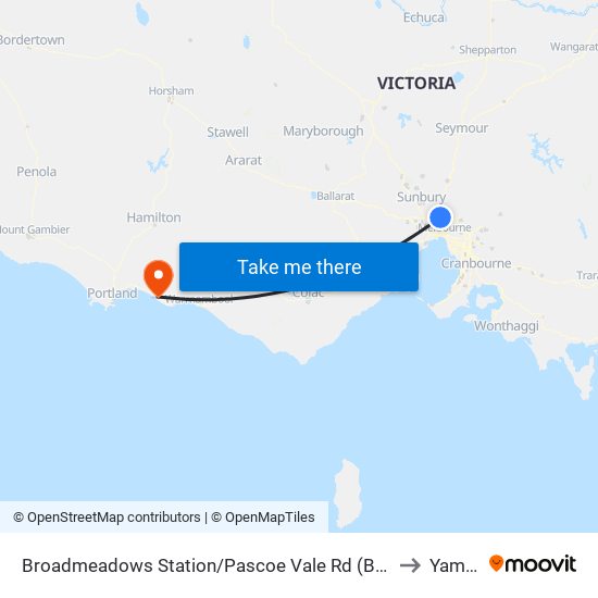 Broadmeadows Station/Pascoe Vale Rd (Broadmeadows) to Yambuk map