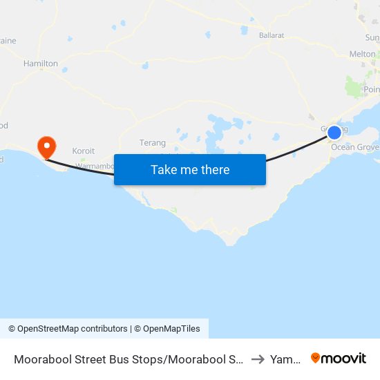 Moorabool Street Bus Stops/Moorabool St (Geelong) to Yambuk map