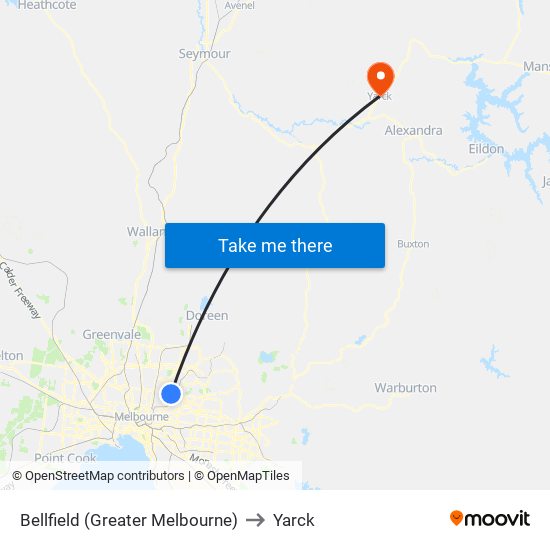 Bellfield (Greater Melbourne) to Yarck map