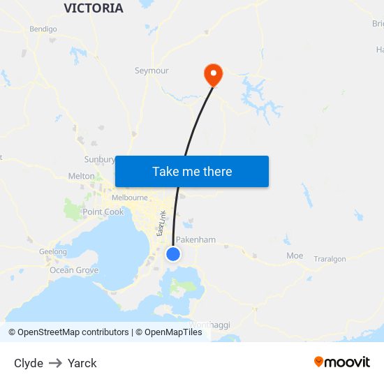 Clyde to Yarck map