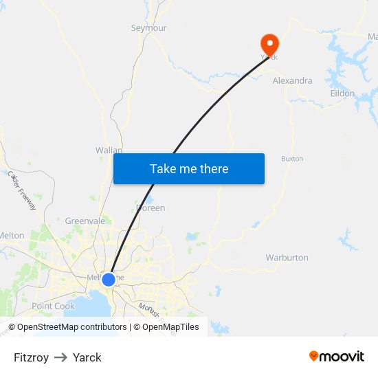 Fitzroy to Yarck map