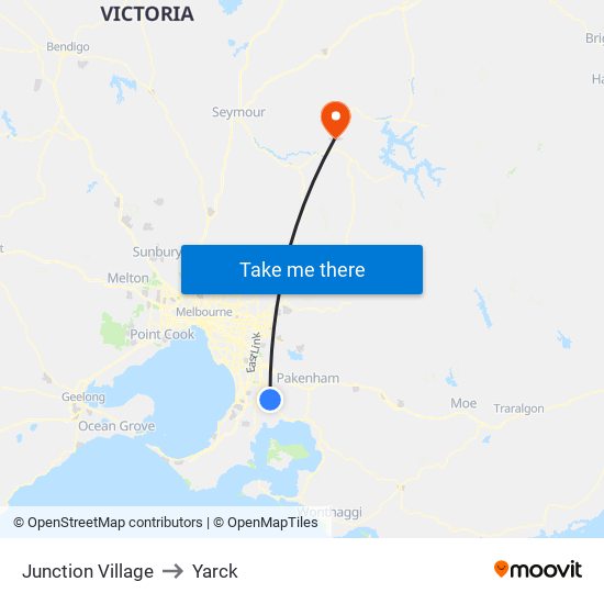 Junction Village to Yarck map